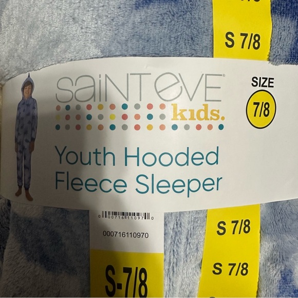 SAINT EVE YOUTH HOODED FLEECE SLEEPER/SIZE: 7/8 BLUE SHARK - Picture 9 of 13